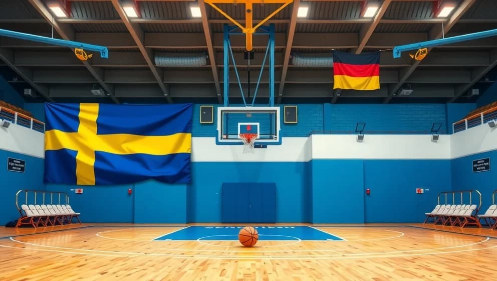 Sverige och Tyskland spelar basket